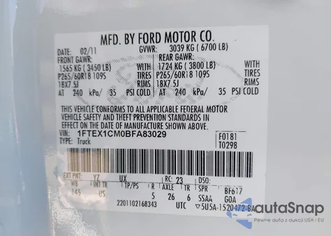 2011 Ford F-150 Xlt z USA, uszkodzony, nr VIN 1FTEX1CM0BFA83029